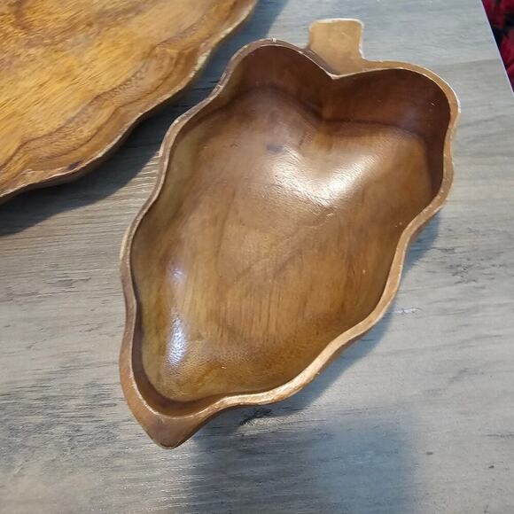 Vintage Monkey Pod Serving Dishes 2 Set Brown Hawaii Philippines Home Decor Boho - Picture 3 of 13